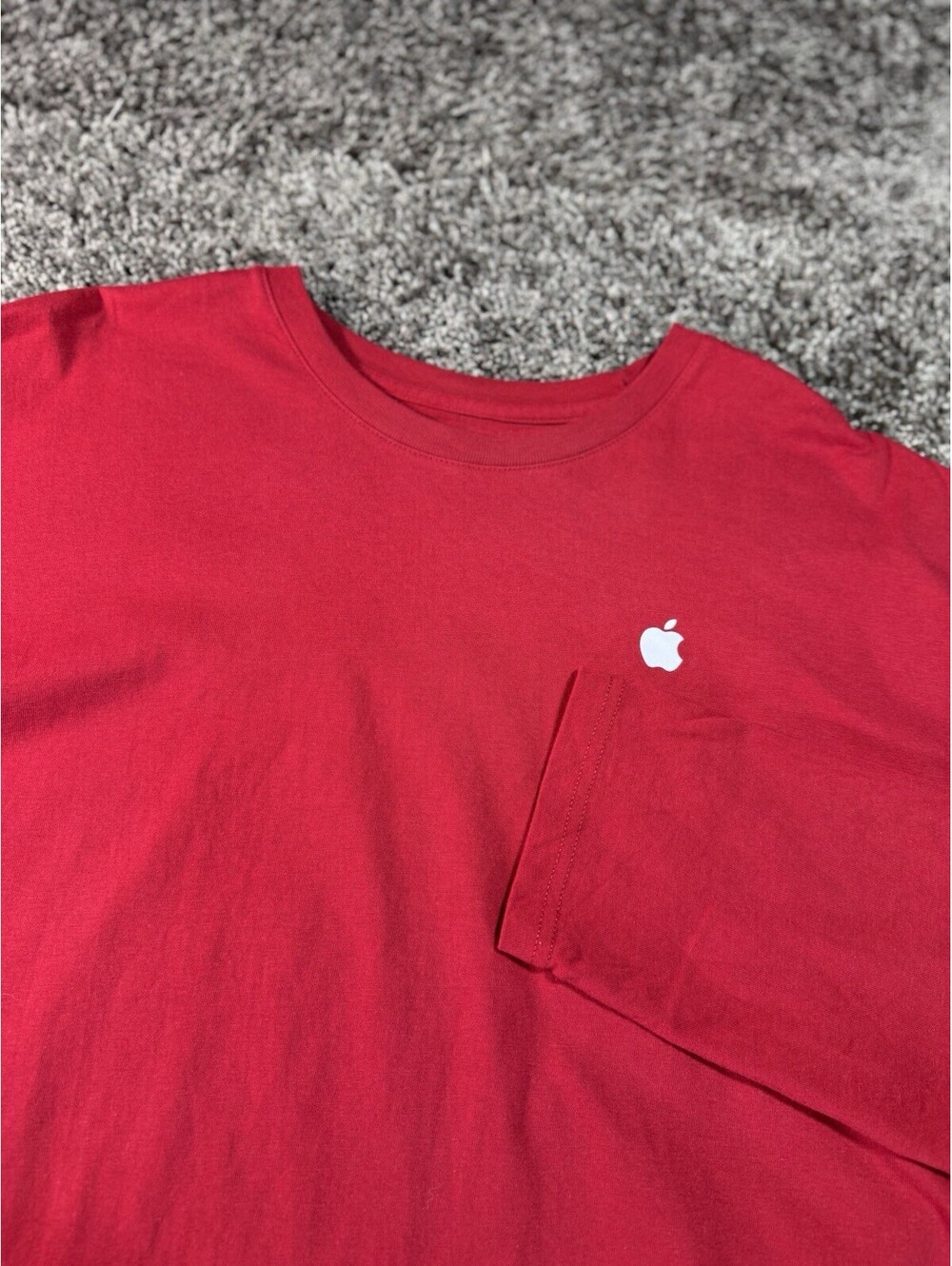Apple Long Sleeve T-Shirt Unisex XL Red Recycled Cotton Tech Promo Logo Shirt